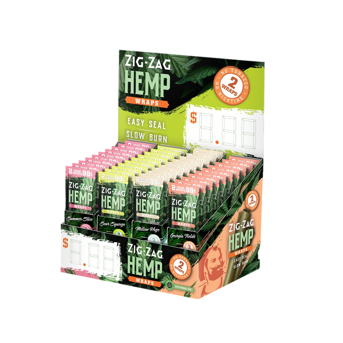 Kannaway Hemp + 4本セット Zig-Zag Hemp Wraps Buy 4 Get 1 Display