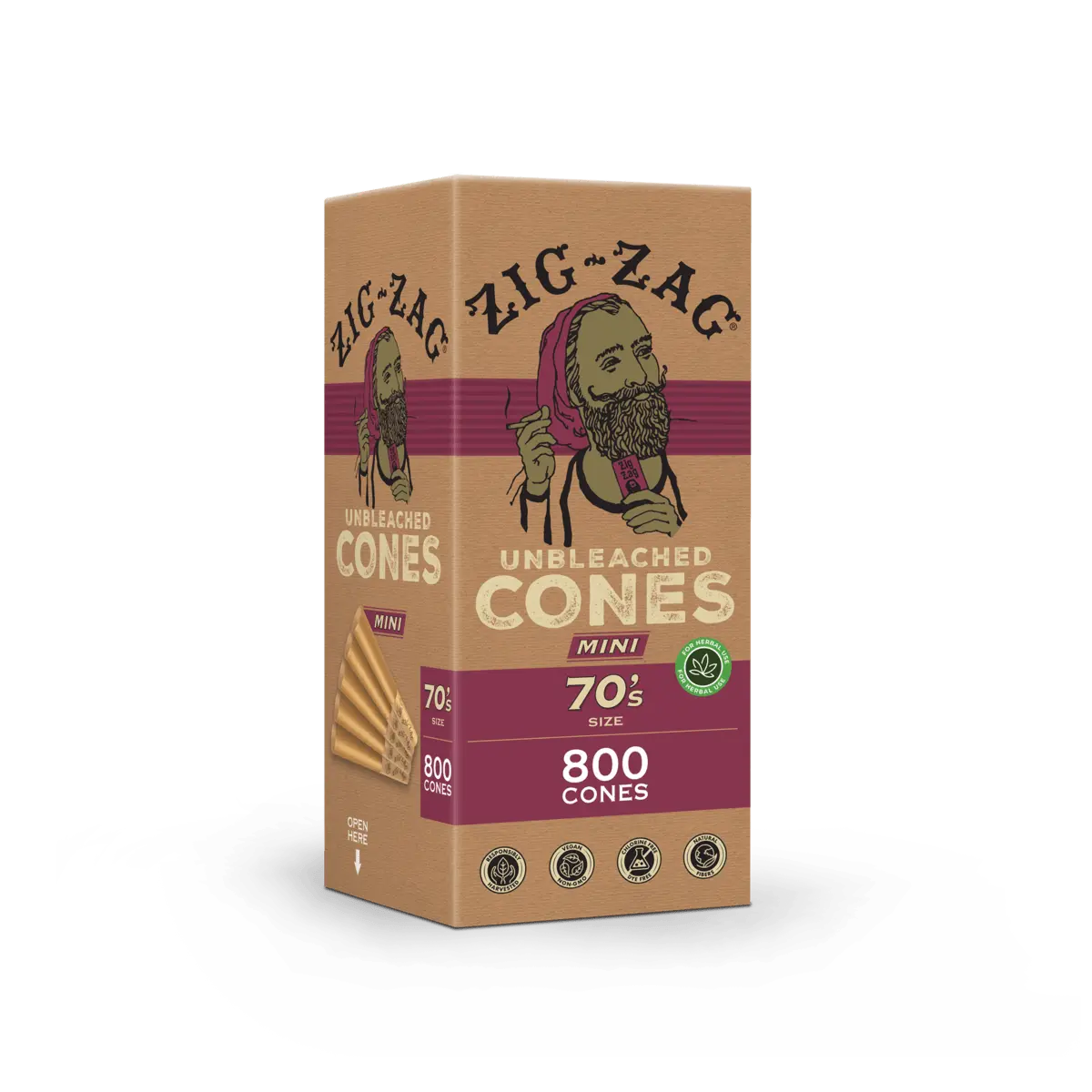 Zig-Zag 70's Unbleached Bulk Cones