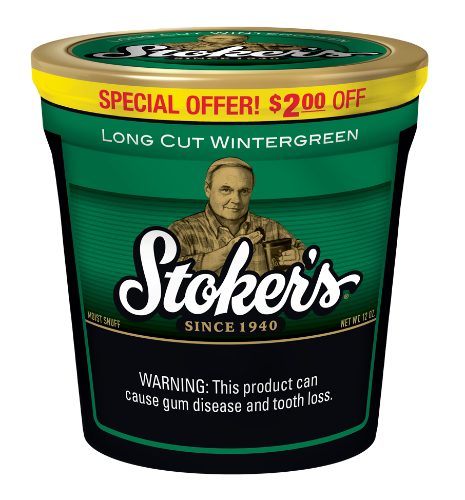 bucket of dip tobacco Wintergreen Stoker's Wintergreen Long Cut Moist