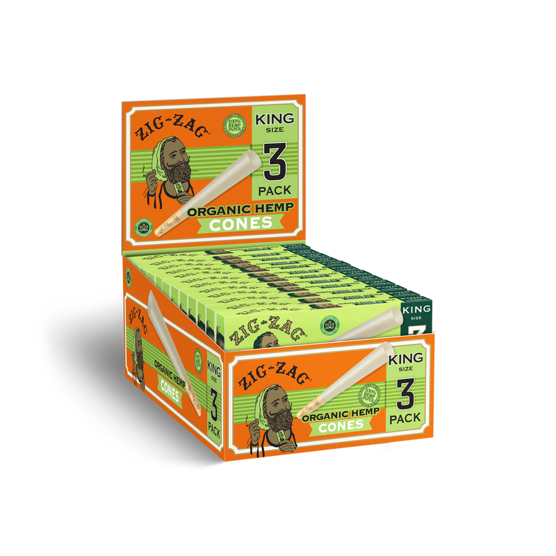 Zig Zag King Size Organic Hemp Paper Cones (3ct)