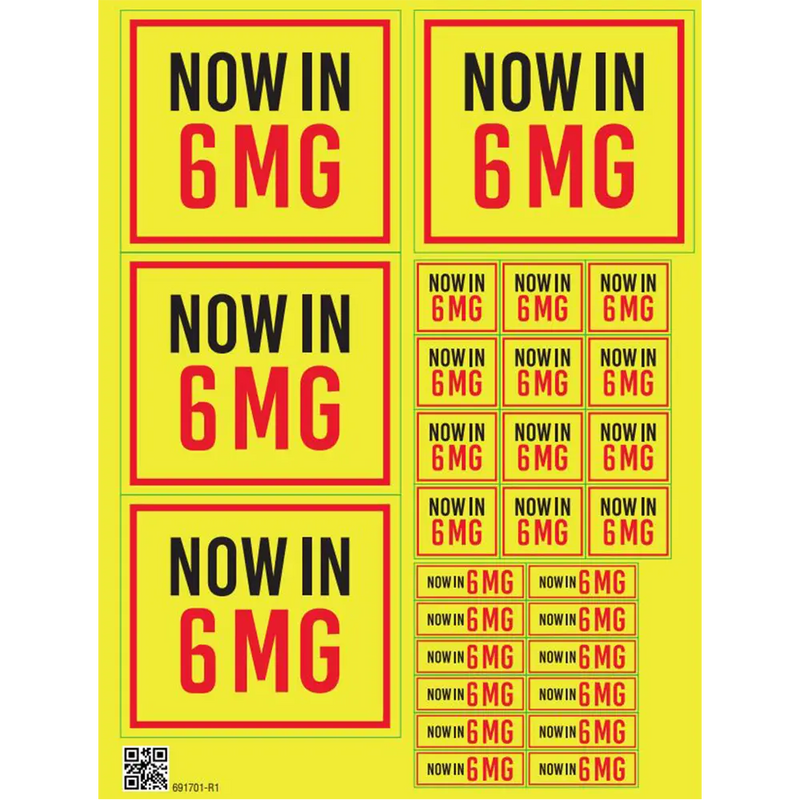STICKERS - FRE NOW IN 6MG (28 PER SHEET) 8-24