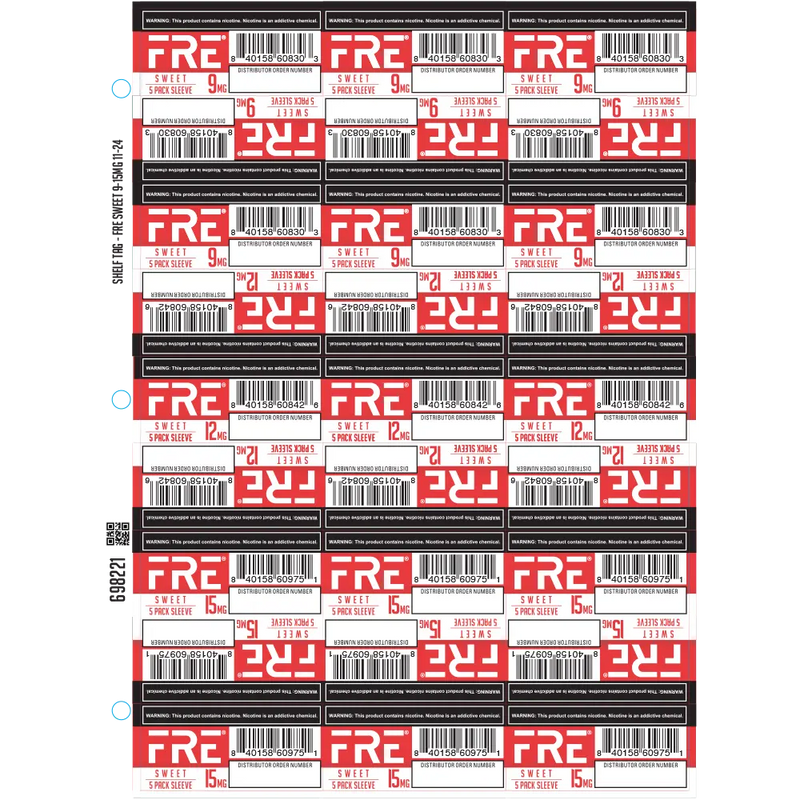 SHELF TAG - FRE SWEET 9-15MG 11-24
