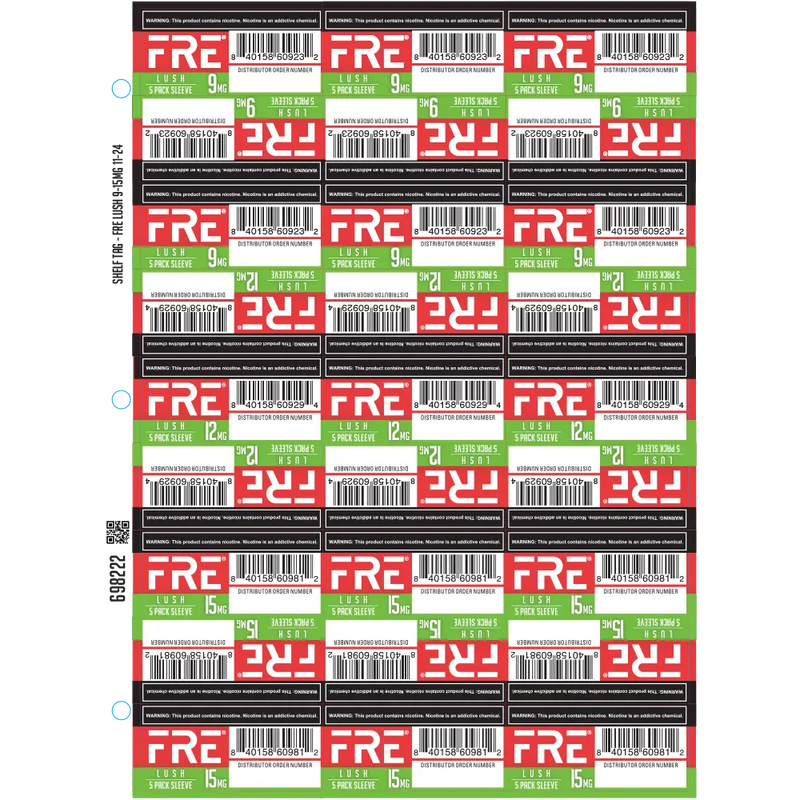 SHELF TAG - FRE LUSH 9-15MG 11-24