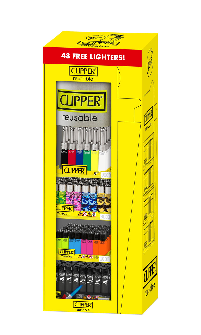 Clipper Lighters 4-Tier Mixed Display + Free Tray