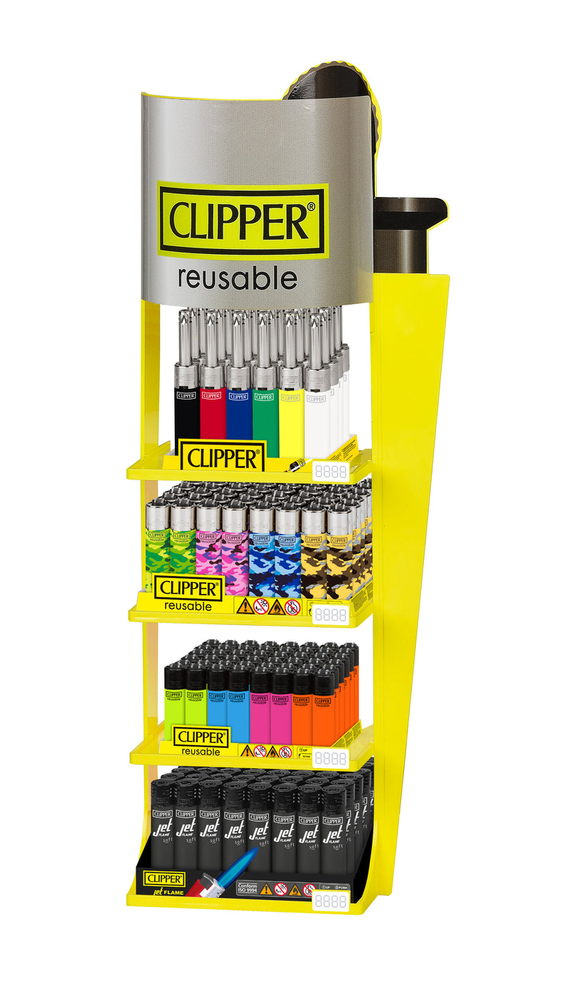 Clipper Lighters 4-Tier Mixed Display + Free Tray