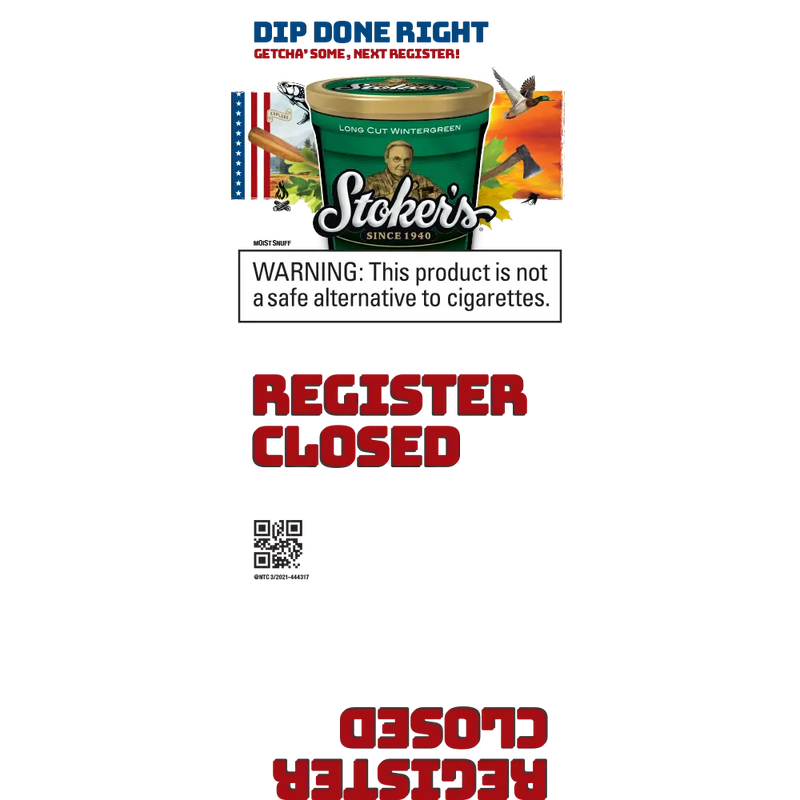 REGISTER CLOSED SIGN - STOKERS MST (30 PER CASE)