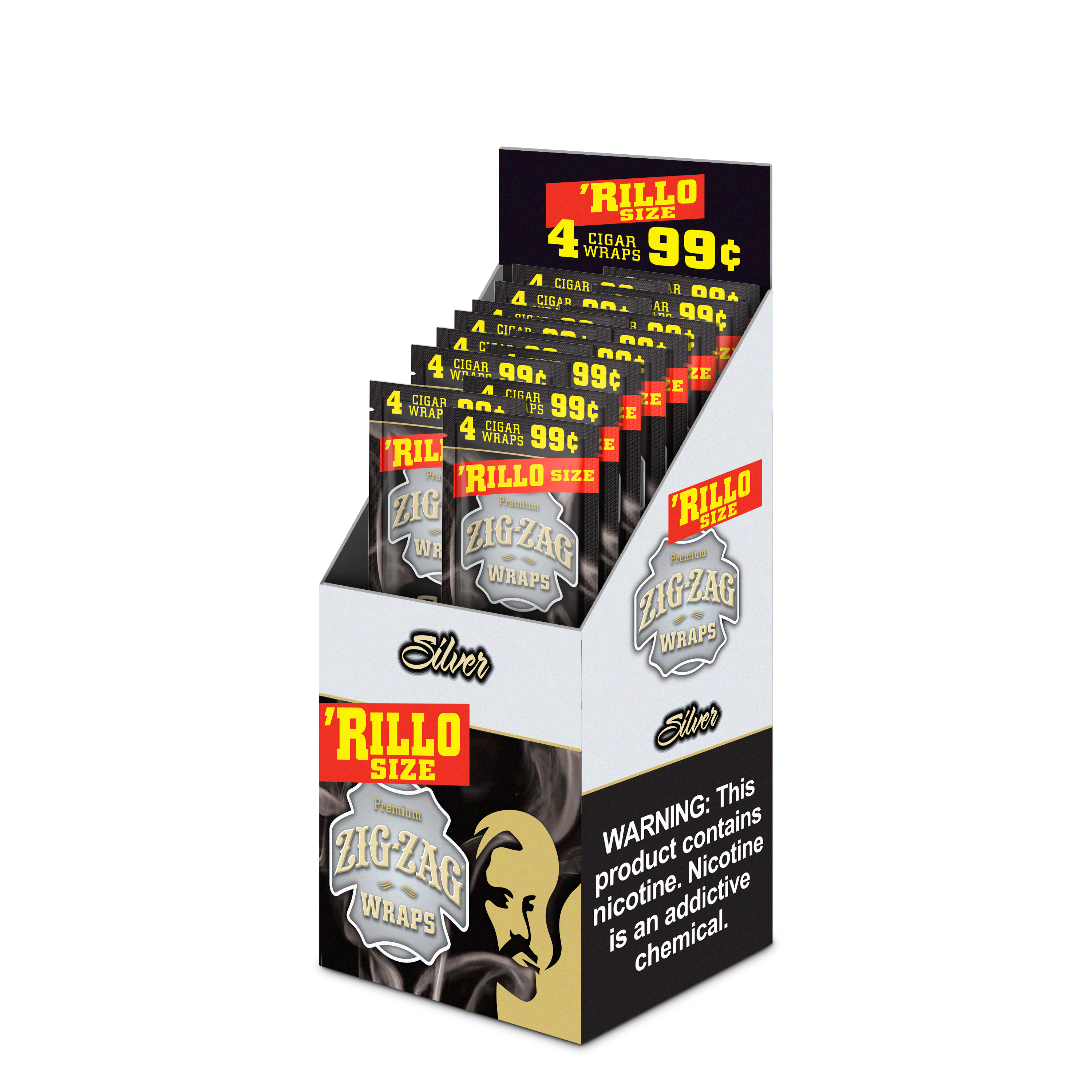 Zig-Zag Silver Cigar Wraps Rillo Size