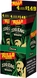 Zig-Zag Green Cigar Wraps Rillo Size