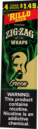 Zig-Zag Green Cigar Wraps Rillo Size