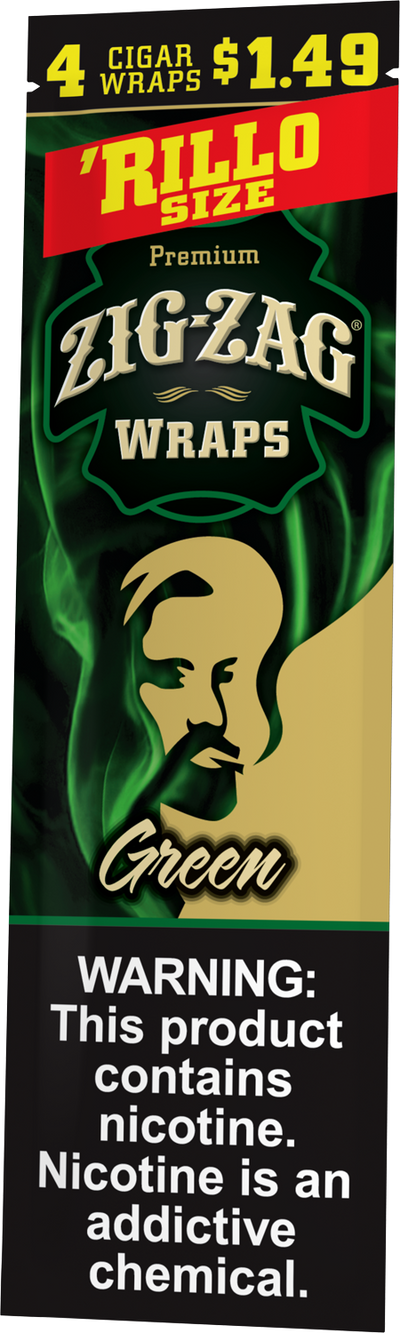 Zig-Zag Green Cigar Wraps Rillo Size