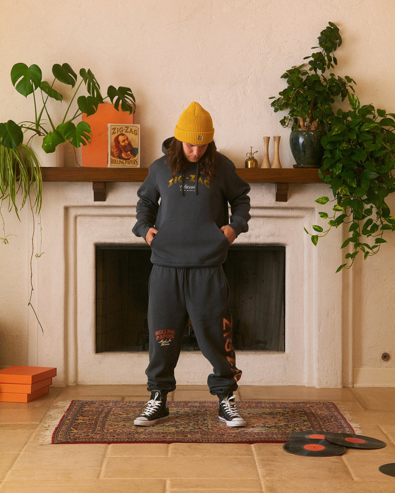 Zig-Zag French Orange Hoodie - Vintage Black