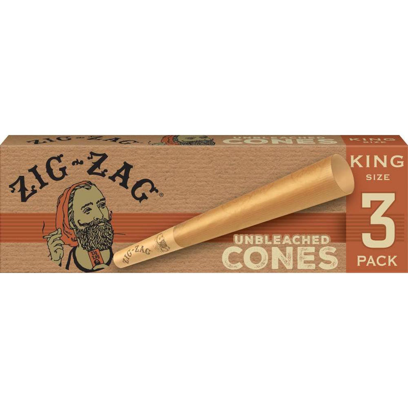 Zig-Zag King Size Unbleached Paper Cones (3ct)