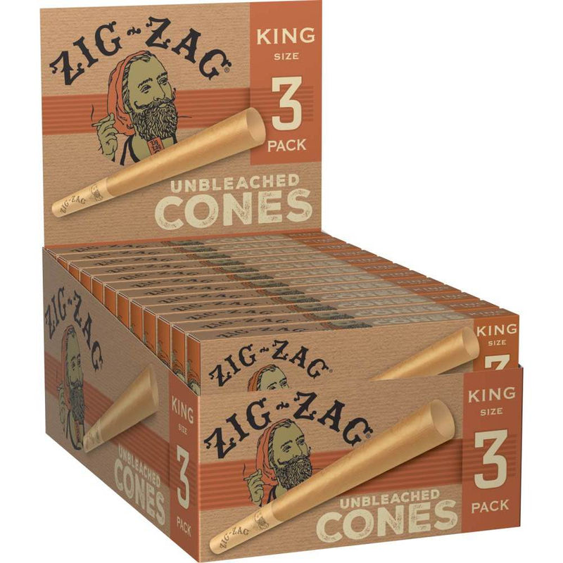 Zig-Zag King Size Unbleached Paper Cones (3ct)