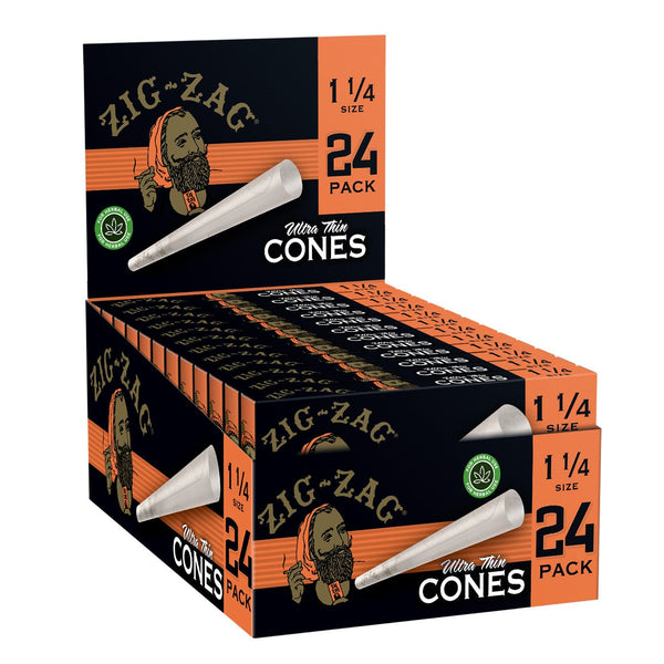  ZIG-ZAG Ultra Thin Pre Rolled Paper Cones 1 1/4 Size - 24 Count   Organic, Chemical-Free Rolling Papers for a Slow Burn and Smooth  Experience - Convenient and Precise for Rolling… (