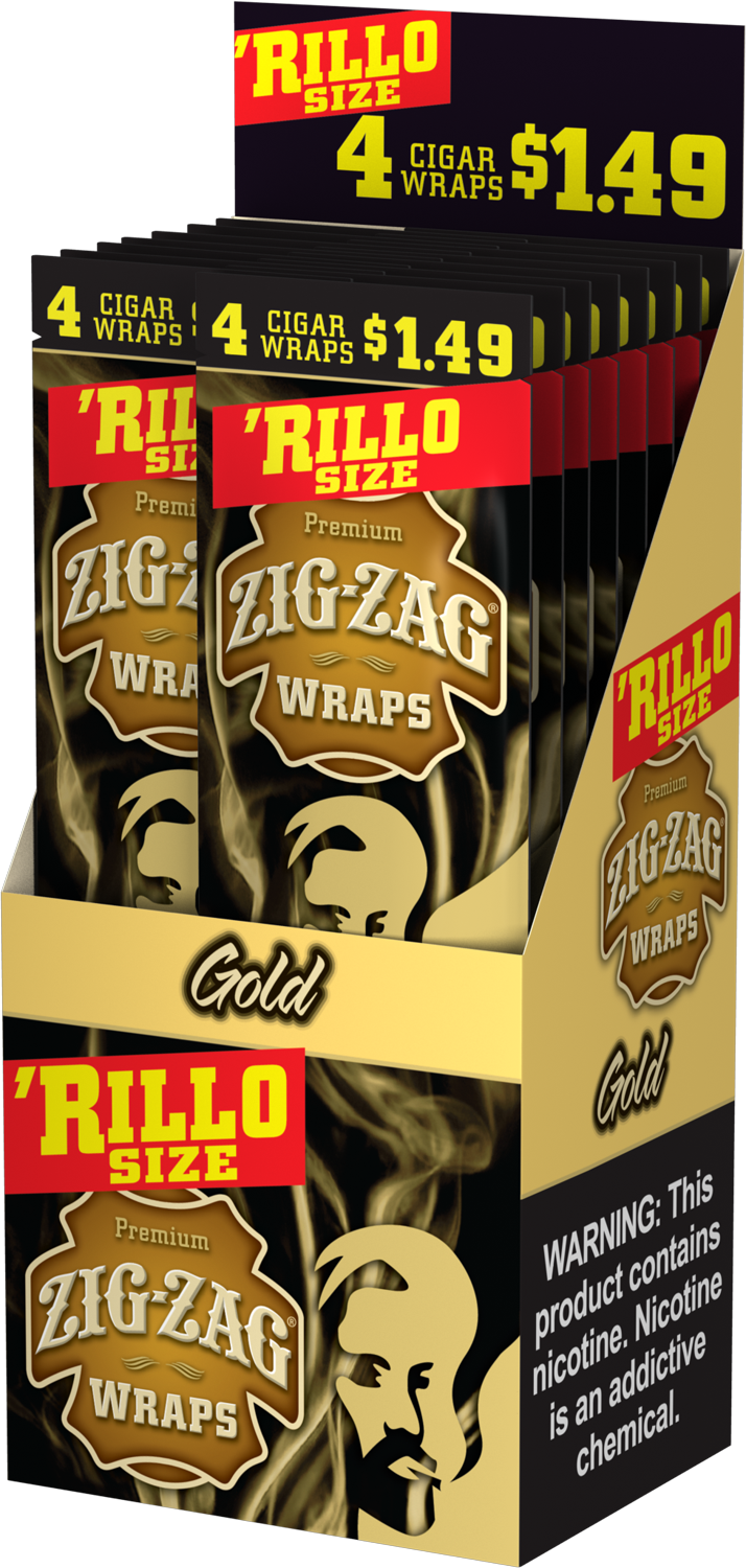 Zig-Zag Gold Cigar Wraps Rillo Size