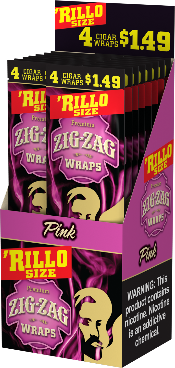 Zig-Zag Pink Cigar Wraps Rillo Size