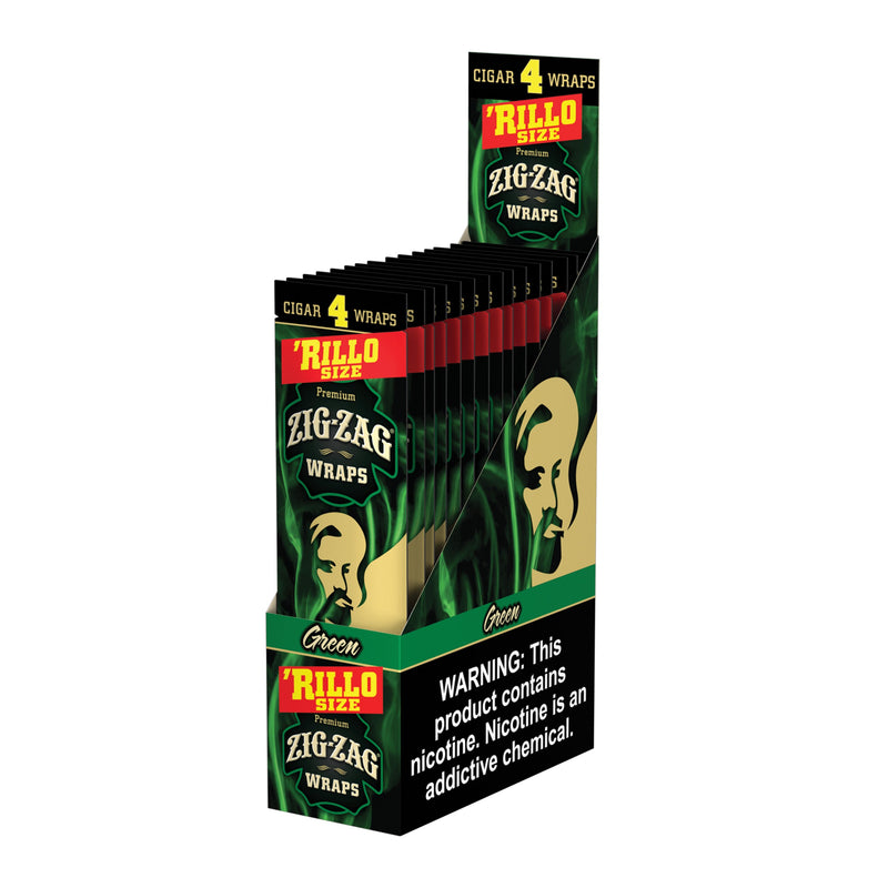 Zig-Zag Green Cigar Wraps Rillo Size